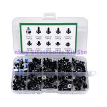 Kit De Interruptores De Botão Pressão 100 180 200 PCS Em Caixa Dura Com 10 Tipos De Interruptores De