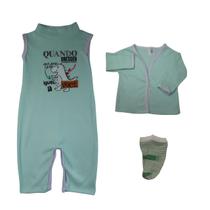 Kit de Inverno para Bebê Macacão, Casaquinho e Meia