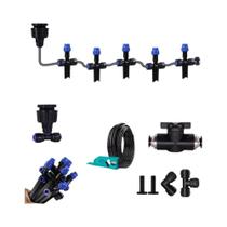 Kit De Irrigação Ajustável 1/4" Com Gotejador De 8 Furos E Pulverizador De Engate Rápido 6mm Para