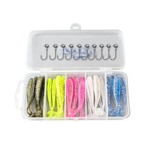 Kit De Iscas De Pesca T-tail Macias Em 5 Cores, 36 Peças Com Anzóis De Cabeça De Chumbo, Isca