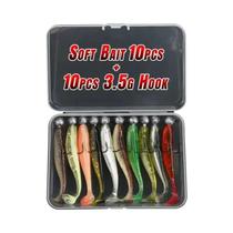 Kit De Iscas Macias 10PCS 6.5cm T Tail Worm 10PCS Gancho De Cabeça De Jigging 3.5g Iscas De Pesca De Kit De Iscas Macias 10PCS 6.5cm T Tail Worm 10PCS Gancho De Cabeça De Jigging 3.5g Iscas De Pesca De