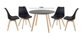 Kit De Jantar Mesa Leda 100cm Preta + 4 Cadeiras Leda Preta