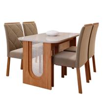 Kit de Jantar Mesa Valentina 1,30 com 4 Cadeiras Fernanda Wood Cinamomo/Off/Mad/Joli Kit de Jantar Mesa Valentina 1,30 com 4 Cadeiras Fernanda Wood Cinamomo/Off/Mad/Joli