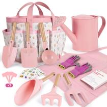 Kit de Jardinagem Infantil Cossy 13 Peças Bolsa Rosa com Luvas Kit de Jardinagem Infantil Cossy 13 Peças Bolsa Rosa com Luvas