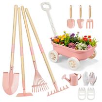 Kit de Jardinagem Infantil Grenebo de 11 Peças com Carrinho de Mão Rosa Kit de Jardinagem Infantil Grenebo de 11 Peças com Carrinho de Mão Rosa