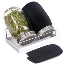Kit de jarras germinativas HASWE 2 potes de vidro grandes de boca larga com tampas Kit de jarras germinativas HASWE 2 potes de vidro grandes de boca larga com tampas