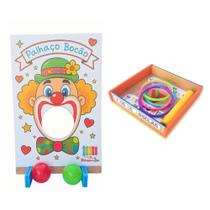 Kit de jogos festa junina acerte o alvo boca do palhaço + jogo de argolas