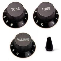 Kit De Knob Para Guitarra Strato Preto Volume Tone Tone e Tip De Chave Seletora