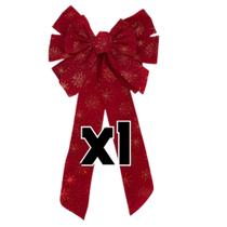 Kit De Laços Vermelho Estampado Gigantes Decorativos Para Natal 58CM - Pendentes Arvore Natalina