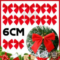 Kit De Laços Vermelhos Decorativos Para Natal 6CM - Pendentes Para Arvore Natalina
