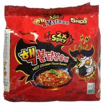 Kit de Lamen Coreano Extreme Spicy 2X Hot Chicken Flavor Ramen 140g - 5 Pacotes - Nongshim