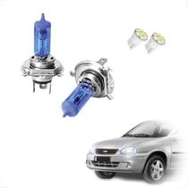 Kit de Lâmpadas Halógena Super Branca Farol Alto e Baixo H4 para Corsa Foco Simples 1998 1999 2000 2001