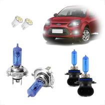 Kit de Lâmpadas Halógena Super Branca H4 HB4 Farol Baixo Alto e Milha Ford Ka Foco Simples 2008 até 2015 Kit de Lâmpadas Halógena Super Branca H4 HB4 Farol Baixo Alto e Milha Ford Ka Foco Simples 2008 até 2015