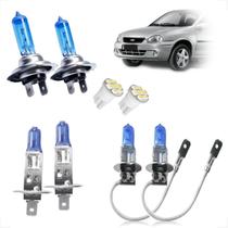 Kit de Lâmpadas Halógena Super Branca H7 H1 H3 Farol Baixo Alto e Milha Corsa Foco Duplo 2002 2003 2004 2005