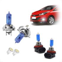 Kit de Lâmpadas Halógena Super Brancas Farol Alto e Baixo H4 e Milha H8 para HB20 2012 até 2019