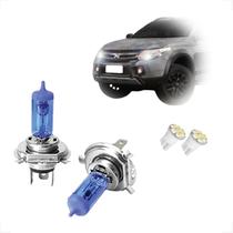Kit de Lâmpadas Halógena Super Brancas Farol Alto e Baixo H4 para L200 TRITON Foco Simples 2008 até 2016