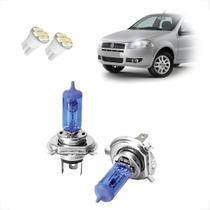 Kit de Lâmpadas Halógenas Super Branca Farol Alto Baixo H4 Palio 2012 2013 2014