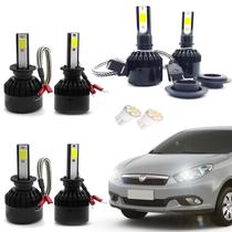 Kit de Lâmpadas Led Tech One 8000k Azulado Farol Alto Baixo e Milha Grand Siena 2013 2014 2015 2016 2017
