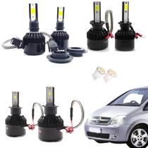 Kit de Lâmpadas Led Tech One 8000k Azulado Farol Alto Baixo e Milha Meriva 2004 2005 2006 2007 2008 2009 2010 até 2020