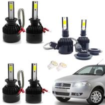 Kit de Lâmpadas Led Tech One 8000k Azulado Farol Alto Baixo e Milha Palio 2012 2013 2014