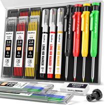 Kit de Lápis de Carpinteiro Nicpro 4 Peças com Apontador e 52 Refil