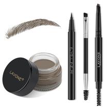 Kit de lápis Eyebrow Stamp LAVONE para maquiagem cinza escuro