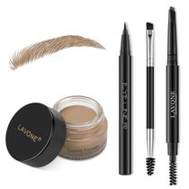Kit de lápis Eyebrow Stamp LAVONE para maquiagem com pomada e delineador