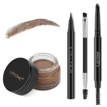 Kit de lápis Eyebrow Stamp LAVONE para maquiagem com pomada e delineador