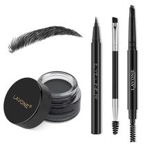 Kit de lápis Eyebrow Stamp LAVONE para maquiagem com pomada e delineador