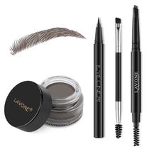 Kit de lápis Eyebrow Stamp LAVONE para maquiagem Ebony com pomada