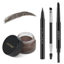Kit de lápis Eyebrow Stamp LAVONE para maquiagem preto e marrom