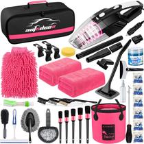 Kit de Lavagem Autodeco para Carro - 41 Peças com Aspirador Rosa Kit de Lavagem Autodeco para Carro - 41 Peças com Aspirador Rosa
