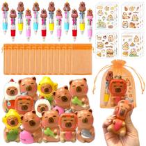 Kit de Lembrancinhas Rinziigo Capivara Brinquedos Canetas Adesivos 24pcs