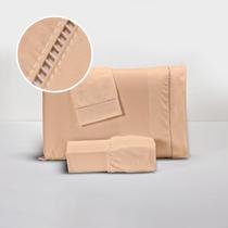 Kit de Lençol 400 Fios Percal Ponto Palito Toque 100% Macio