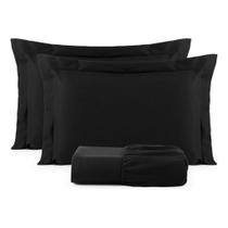 Kit De Lençol Cama Casal King Com Elástico 400 Fios E Fronhas Com Aba