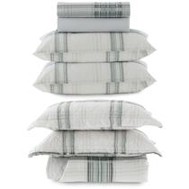 Kit de Lençol e Colcha Queen Kacyumara New Innovi 180 Fios 100% Algodão Estampado Cama 7 Peças Kit de Lençol e Colcha Queen Kacyumara New Innovi 180 Fios 100% Algodão Estampado Cama 7 Peças