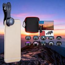 Kit De Lentes Para Câmera De Celular 10 Em 1: Fisheye, Grande Angular, Macro, Telescópio, Filtro CPL