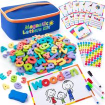 Kit de letras Sundaymot Magnetic Alphabet, 310 unidades com placa