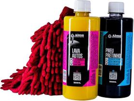 Kit de Limpeza automotiva Shampoo Pneu Pretinho e Luva de Microfibra 500ML Alto Rendimento Kit de Limpeza automotiva Shampoo Pneu Pretinho e Luva de Microfibra 500ML Alto Rendimento