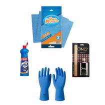 Kit de limpeza banheiro cheiroso difusor de aromas pano veja e luva Kit de limpeza banheiro cheiroso difusor de aromas pano veja e luva