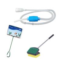 Kit de limpeza de aquário: Limpador de vidro Espuma esponja e raspador 35cm + Peneira / Rede n3+ Sifão limpador de aquá Kit de limpeza de aquário: Limpador de vidro Espuma esponja e raspador 35cm + Peneira / Rede n3+ Sifão limpador de aquá