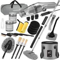 Kit de Limpeza de Carro Viewsun 21 Peças - com Aspirador e Esfregão Portáteis