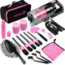 Kit de limpeza de carros Viewsun 17 unidades com aspirador portátil rosa
