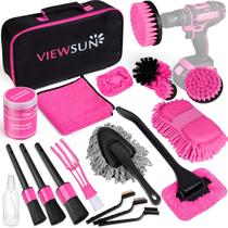 Kit de limpeza de carros Viewsun Pink Interior com escova de perfuração 20PC