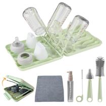 Kit de limpeza de garrafas de viagem HAVENWING 7 em 1 com escorredor verde