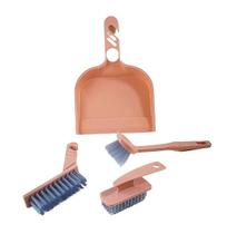 Kit de Limpeza de Plástico com 1 PÁ + 3 Escovas Multiuso 4 Pçs BC23153