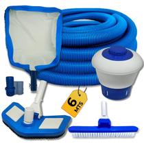 Kit de Limpeza e Aspiração Para Piscina Completo Mangueira Peneira Clorador