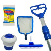 Kit de Limpeza e Aspiração Para Piscina Completo Mangueira Peneira Clorador Kit de Limpeza e Aspiração Para Piscina Completo Mangueira Peneira Clorador