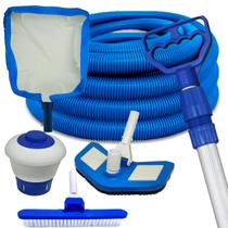 Kit de Limpeza e Aspiração Para Piscina Completo Mangueira Peneira Clorador Kit de Limpeza e Aspiração Para Piscina Completo Mangueira Peneira Clorador