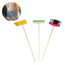Kit de limpeza infantil com rodo/ vassoura/ pá coloridos